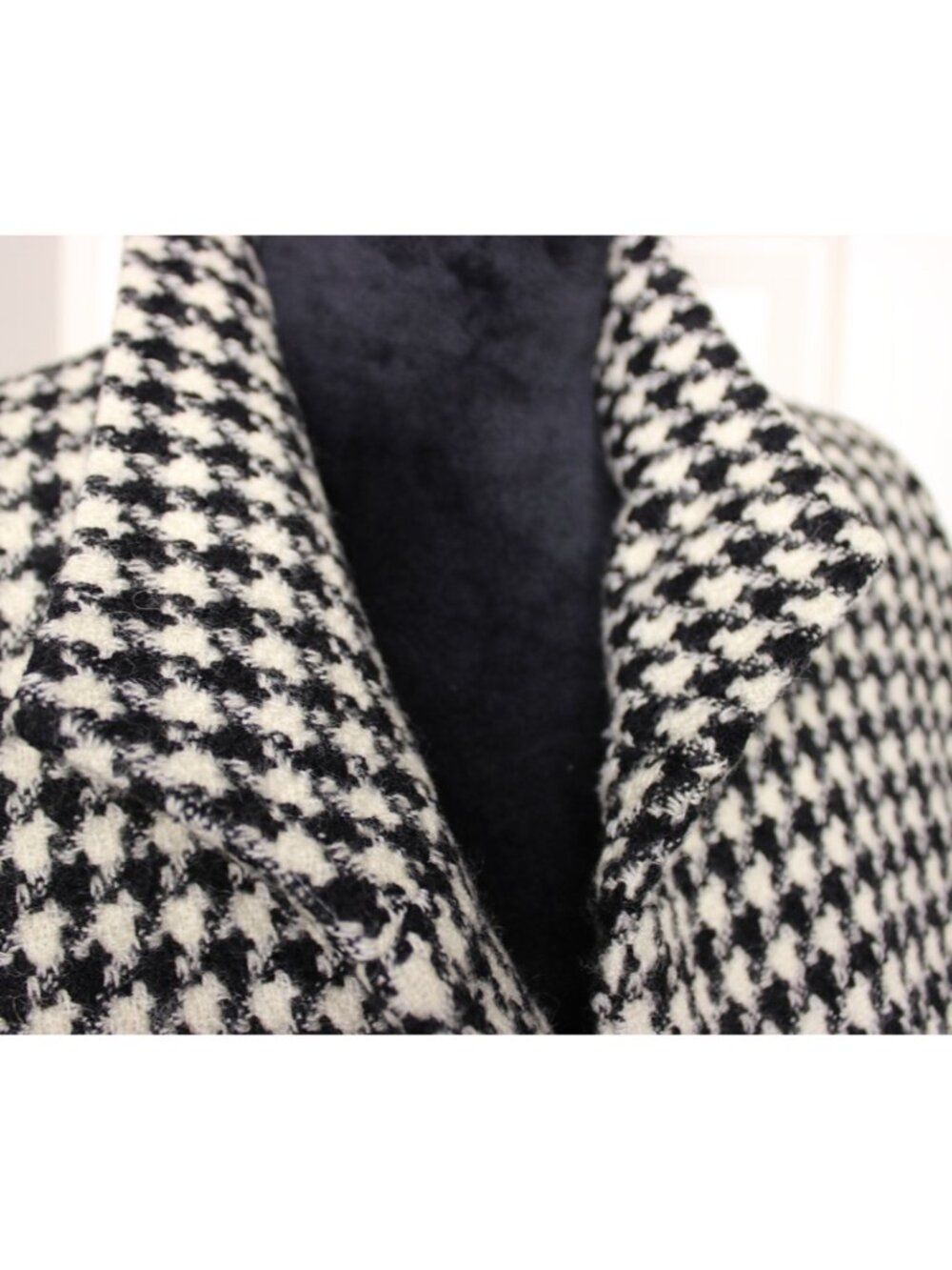 Saville Old Money Vintage Wool Houndstooth Blazer Sz 10 Black Ivory Gold Button - Picture 6 of 12